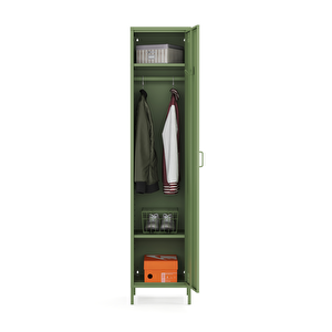Pera Metal Elbise Dolabı, Soyunma Dolabı, Tek Kapılı, 41,50 X 40 X 189,50 Cm - Ral 6011 Yeşil Ral 6011