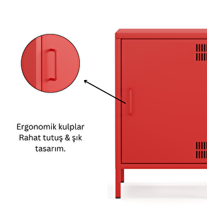 Pera Komodin Kapaklı 41,5 X 40 X 64,50 Cm 3020 Kırmızı
