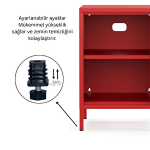 Pera Komodin Kapaklı 41,5 X 40 X 64,50 Cm 3020 Kırmızı