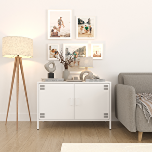 Pera Tv Ünitesi, Tv Dolabı,2 Kapaklı Dolap 100,50 X 40 X 64,50 Cm - Ral 9016 Beyaz Ral 9016