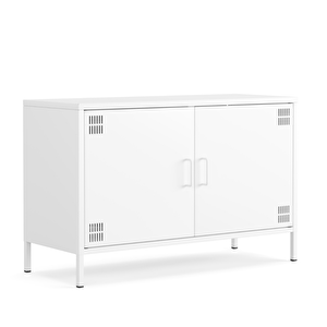 Pera Tv Ünitesi, Tv Dolabı,2 Kapaklı Dolap 100,50 X 40 X 64,50 Cm - Ral 9016 Beyaz Ral 9016