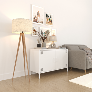 Pera Tv Ünitesi, Tv Dolabı,2 Kapaklı Dolap 100,50 X 40 X 64,50 Cm - Ral 9016 Beyaz Ral 9016