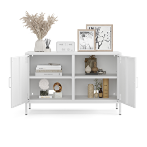 Pera Tv Ünitesi, Tv Dolabı,2 Kapaklı Dolap 100,50 X 40 X 64,50 Cm - Ral 9016 Beyaz Ral 9016