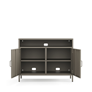 Pera Tv Ünitesi, Tv Dolabı,2 Kapaklı, Açık Raflı 100,50 X 40 X 79,50 Cm -  Ral 7039 Antrasit