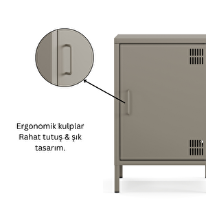 Pera Komodin Kapaklı 41,5 X 40 X 64,50 Cm - Ral 7039 Antrasit