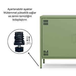 Pera Tv Ünitesi, Tv Dolabı,2 Kapaklı Dolap 100,50 X 40 X 64,50 Cm - Ral 6011 Yeşil