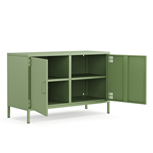 Pera Tv Ünitesi, Tv Dolabı,2 Kapaklı Dolap 100,50 X 40 X 64,50 Cm - Ral 6011 Yeşil