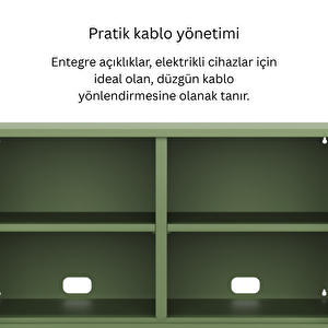 Pera Tv Ünitesi, Tv Dolabı,2 Kapaklı Dolap 100,50 X 40 X 64,50 Cm - Ral 6011 Yeşil