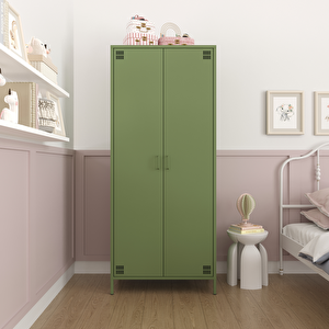 Pera Metal Elbise Dolabı, Soyunma Dolabı, İki Kapılı, 80,50 X 50 X 189,50 Cm - Ral 6011 Yeşil Ral 6011