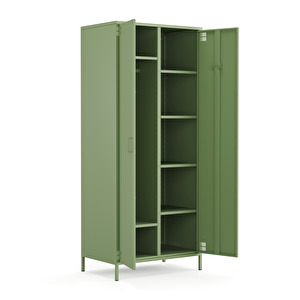 Pera Metal Elbise Dolabı, Soyunma Dolabı, İki Kapılı, 80,50 X 50 X 189,50 Cm - Ral 6011 Yeşil
