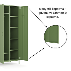 Pera Metal Elbise Dolabı, Soyunma Dolabı, İki Kapılı, 80,50 X 50 X 189,50 Cm - Ral 6011 Yeşil
