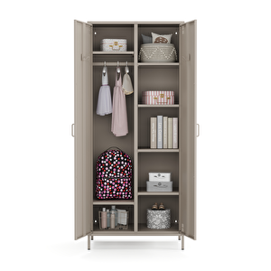 Pera Metal Elbise Dolabı, Soyunma Dolabı, İki Kapılı, 80,50 X 50 X 189,50 Cm - Bej Rengi Kum Beji