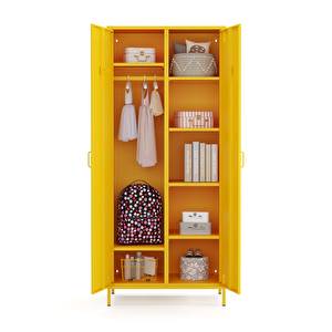 Pera Metal Elbise Dolabı, Soyunma Dolabı, İki Kapılı, 80,50 X 50 X 189,50 Cm - Ral 1018 Sarı