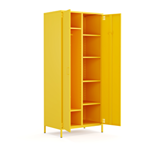 Pera Metal Elbise Dolabı, Soyunma Dolabı, İki Kapılı, 80,50 X 50 X 189,50 Cm - Ral 1018 Sarı