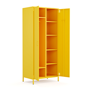 Pera Metal Elbise Dolabı, Soyunma Dolabı, İki Kapılı, 80,50 X 50 X 189,50 Cm - Ral 1018 Sarı