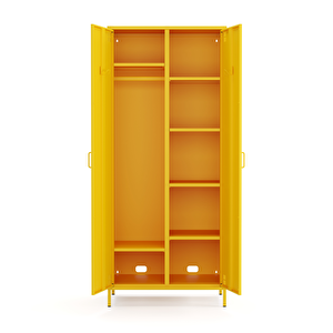 Pera Metal Elbise Dolabı, Soyunma Dolabı, İki Kapılı, 80,50 X 50 X 189,50 Cm - Ral 1018 Sarı