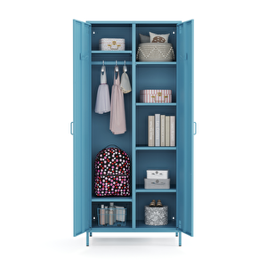 Pera Metal Elbise Dolabı, Soyunma Dolabı, İki Kapılı, 80,50 X 50 X 189,50 Cm - Ral 5024 Mavi Ral 5024