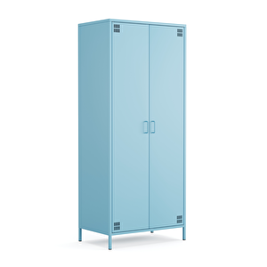 Pera Metal Elbise Dolabı, Soyunma Dolabı, İki Kapılı, 80,50 X 50 X 189,50 Cm - Ral 5024 Mavi