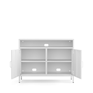 Pera Tv Ünitesi, Tv Dolabı,2 Kapaklı, Açık Raflı 100,50 X 40 X 79,50 Cm - Ral 9016 Beyaz