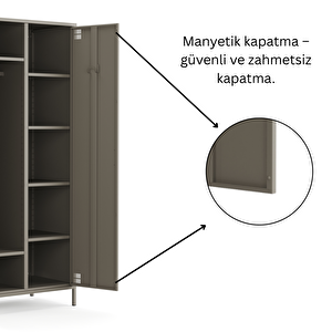 Pera Metal Elbise Dolabı, Soyunma Dolabı, İki Kapılı, 80,50 X 50 X 189,50 Cm - Ral 7039 Antrasit