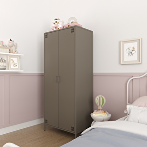 Pera Metal Elbise Dolabı, Soyunma Dolabı, İki Kapılı, 80,50 X 50 X 189,50 Cm - Ral 7039 Antrasit Ral 7039