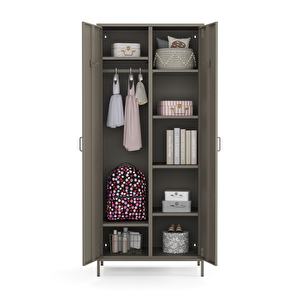 Pera Metal Elbise Dolabı, Soyunma Dolabı, İki Kapılı, 80,50 X 50 X 189,50 Cm - Ral 7039 Antrasit Ral 7039