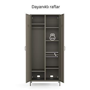 Pera Metal Elbise Dolabı, Soyunma Dolabı, İki Kapılı, 80,50 X 50 X 189,50 Cm - Ral 7039 Antrasit