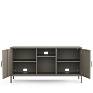 Pera Tv Ünitesi, Tv Dolabı,2 Kapaklı, Açık Raflı 130,50 X 40 X 64,50 Cm - Ral 7039 Antrasit
