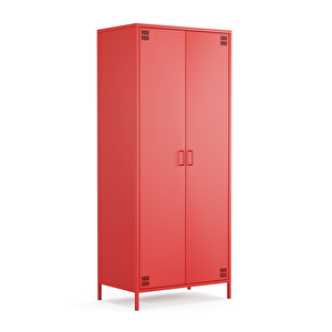 Pera Metal Elbise Dolabı, Soyunma Dolabı, İki Kapılı, 80,50 X 50 X 189,50 Cm - Ral 3020 Kırmızı