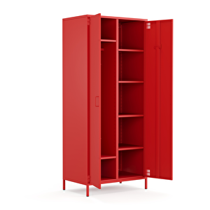 Pera Metal Elbise Dolabı, Soyunma Dolabı, İki Kapılı, 80,50 X 50 X 189,50 Cm - Ral 3020 Kırmızı