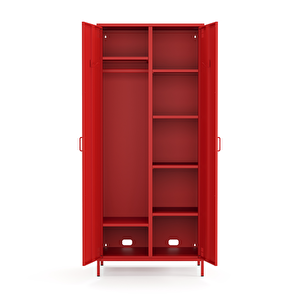 Pera Metal Elbise Dolabı, Soyunma Dolabı, İki Kapılı, 80,50 X 50 X 189,50 Cm - Ral 3020 Kırmızı