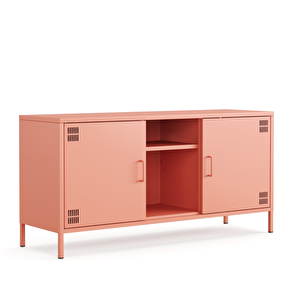 Tv Ünitesi, Tv Dolabı,2 Kapaklı, Açık Raflı 130,50 X 40 X 64,50 Cm - Ral 3022 Somon Somon