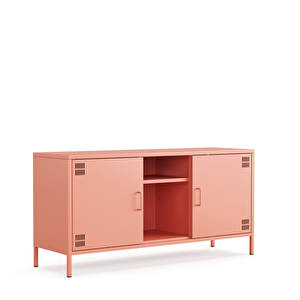 Tv Ünitesi, Tv Dolabı,2 Kapaklı, Açık Raflı 130,50 X 40 X 64,50 Cm - Ral 3022 Somon
