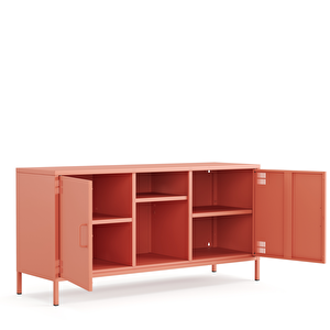Tv Ünitesi, Tv Dolabı,2 Kapaklı, Açık Raflı 130,50 X 40 X 64,50 Cm - Ral 3022 Somon