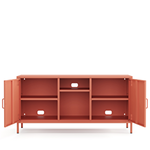 Tv Ünitesi, Tv Dolabı,2 Kapaklı, Açık Raflı 130,50 X 40 X 64,50 Cm - Ral 3022 Somon