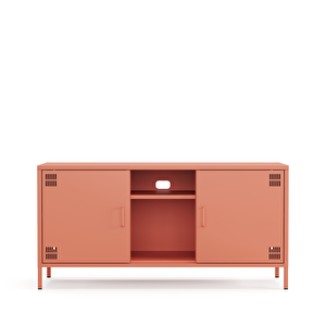 Tv Ünitesi, Tv Dolabı,2 Kapaklı, Açık Raflı 130,50 X 40 X 64,50 Cm - Ral 3022 Somon