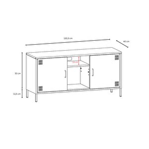 Tv Ünitesi, Tv Dolabı,2 Kapaklı, Açık Raflı 130,50 X 40 X 64,50 Cm - Ral 3022 Somon