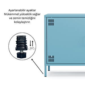 Pera Tv Ünitesi, Tv Dolabı,2 Kapaklı Dolap 100,50 X 40 X 64,50 Cm - Ral 5024 Mavi
