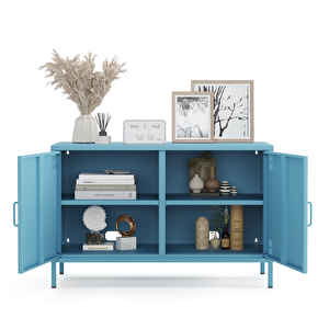 Pera Tv Ünitesi, Tv Dolabı,2 Kapaklı Dolap 100,50 X 40 X 64,50 Cm - Ral 5024 Mavi