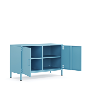 Pera Tv Ünitesi, Tv Dolabı,2 Kapaklı Dolap 100,50 X 40 X 64,50 Cm - Ral 5024 Mavi