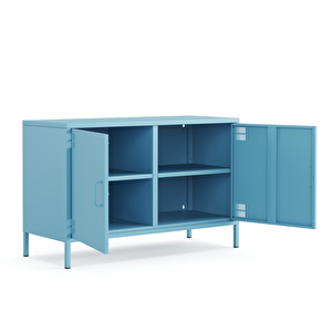 Pera Tv Ünitesi, Tv Dolabı,2 Kapaklı Dolap 100,50 X 40 X 64,50 Cm - Ral 5024 Mavi