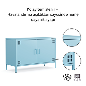 Pera Tv Ünitesi, Tv Dolabı,2 Kapaklı Dolap 100,50 X 40 X 64,50 Cm - Ral 5024 Mavi