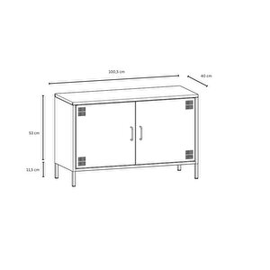 Pera Tv Ünitesi, Tv Dolabı,2 Kapaklı Dolap 100,50 X 40 X 64,50 Cm - Ral 5024 Mavi