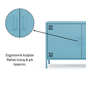 Pera Tv Ünitesi, Tv Dolabı,2 Kapaklı Dolap 100,50 X 40 X 64,50 Cm - Ral 5024 Mavi