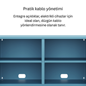 Pera Tv Ünitesi, Tv Dolabı,2 Kapaklı Dolap 100,50 X 40 X 64,50 Cm - Ral 5024 Mavi