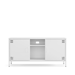 Pera Tv Ünitesi, Tv Dolabı,2 Kapaklı, Açık Raflı 130,50 X 40 X 64,50 Cm - Ral 9016 Beyaz