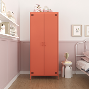 Pera Metal Elbise Dolabı, Soyunma Dolabı, İki Kapılı, 80,50 X 50 X 189,50 Cm - Ral 3022 Somon Ral 3022
