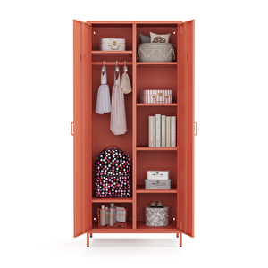 Pera Metal Elbise Dolabı, Soyunma Dolabı, İki Kapılı, 80,50 X 50 X 189,50 Cm - Ral 3022 Somon Ral 3022