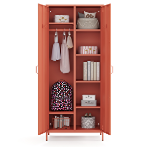 Pera Metal Elbise Dolabı, Soyunma Dolabı, İki Kapılı, 80,50 X 50 X 189,50 Cm - Ral 3022 Somon Ral 3022
