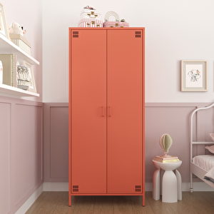 Pera Metal Elbise Dolabı, Soyunma Dolabı, İki Kapılı, 80,50 X 50 X 189,50 Cm - Ral 3022 Somon
